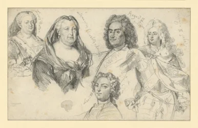 Queen Sophia Dorothea of Prussia, Empress Elizabeth of Russia, King Augustus II of Poland, King Augustus III of Poland, Louis XV of France