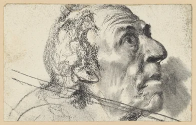 Head of an old man, looking up to the right in astonishment