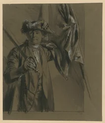 Kurt Christoph, Count von Schwerin, Prussian field marshal with flag and sword, model study for "From the Times of King Frederick: Heroes of War and Peace", 1856 (related to Bock 1070)