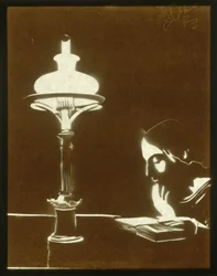 Girl Reading by Lamplight
