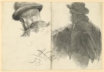 Man with Hat Seen from Behind, Head Repeated