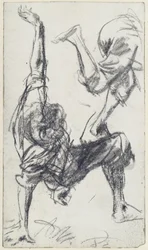 Study of a Model of a Boy Doing a Somersault, Seen from the Back, with Details. Sketch for “Piazza d