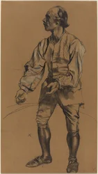 Richard Menzel Posing in Eighteenth-Century Costume