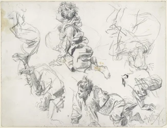 Studies of Two Somersaulting Children. Model Study for "Piazza d