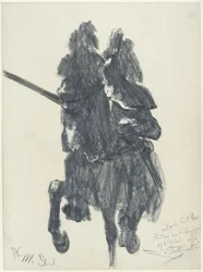 "Death Knight". Equestrian Figure with Tournament Armor from the End of the 16th Century and Lance in the Historical Museum in Dresden