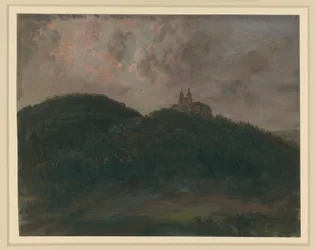 Wooded Mountain Landscape with Kloster Banz near Lichtenfels in Bavaria on the Height