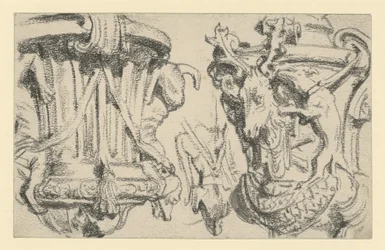 Two Vases on the Balustrade of the Terrace of Moritzburg Castle near Dresden