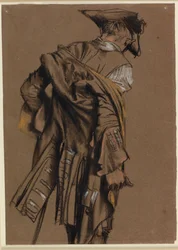 Artist’s Model, Seen in Back View, Putting on an Eighteenth-Century Uniform