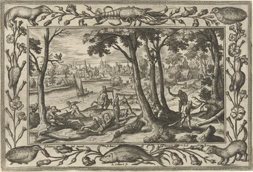 Bear Hunt Landscapes with Biblical, Mythological Scenes and Hunting Scenes (series title)