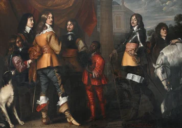 Group Portrait of Willem Frederik van Nassau-Dietz, Hendrik Casimir I van Nassau-Dietz, Hendrik van Nassau-Siegen and George Frederik van Nassau-Siegen, with Servants