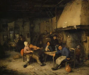 Violin Player and Drinking Farmers in a Tavern