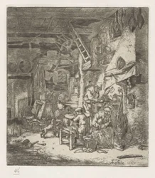 Peasant family in interior
