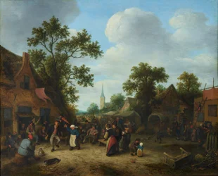 Village Festival with a Dancing Peasant Couple