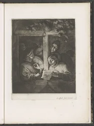 Three Singers in an Open Window by Candlelight