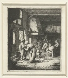 Man Paying His Bill to a Woman in an Inn