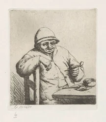 Smoking Peasant with Arm Over Chair Back