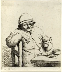 Smoker Leaning on the Back of a Chair