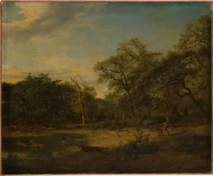 Deer Hunt in a Swampy Forest Landscape