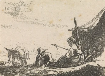 Figures by a Tent