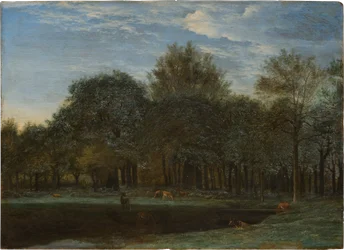 Forest Clearing with Grazing Deer