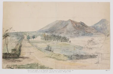 View of the Volcanoes Gede and Pangrango, Road Cianjur-Cipanas and the Governor-General