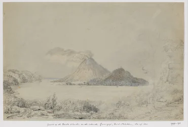 View from Lontar on Banda Neira and Smoking Gunungapi, Banda Islands, Central Moluccas