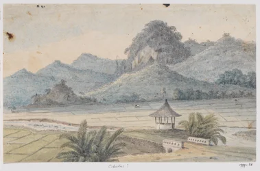 Landscape near Cibodas with Bridge and Pavilion, West Java