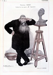 Cartoon of the Sculptor Auguste Rodin Represented in His Workshop in Fantasio