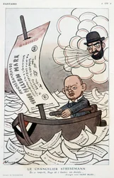 Cartoon on the German Chancellor Gustav Stresemann and the Devaluation of the Mark - Illustration by Adrien Barrere in 