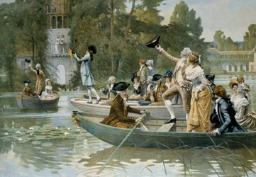 Serenade au Peer Trianon, illustration of a serenade in tribute to Queen Marie Antoinette (1755-1793)