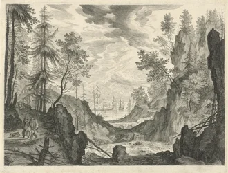 Forest Landscape with a Waterfall