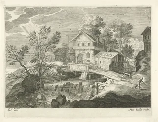 Inn and Several Houses by a Bridge (Landscapes from Tyrol)