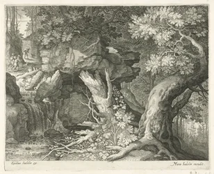 Travelers Above a Waterfall