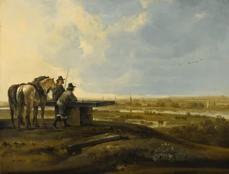 Two Horsemen on a Ridge