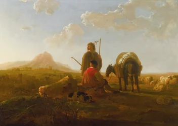 Two Shepherds in a Hilly Landscape