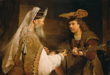 Ahimelech giving the sword of Goliath to David
