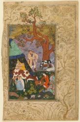Folio from a Divan (collected poems) by Awhadi; An Encampment, Herat, Afghanistan, 1615-16