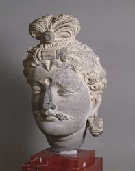Head of a Bodhisattva, Greco-Buddhist style, from Buner, 2nd century