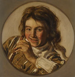 Laughing boy with a flute