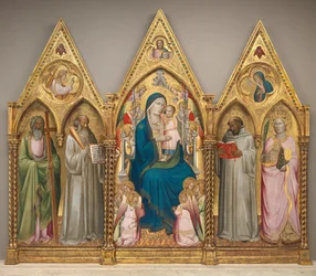 Madonna and Child with Saints Andrew, Benedict, Bernard, and Catherine of Alexandria with Angels (entire triptych)