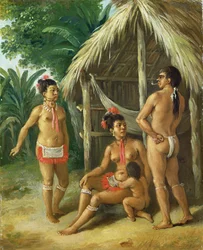 A Leeward Islands Carib Family outside a Hut, c.1780