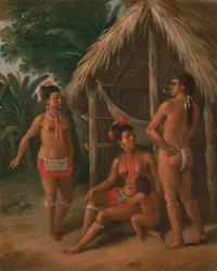 A Leeward Islands Carib Family Outside a Hut, ca. 1780