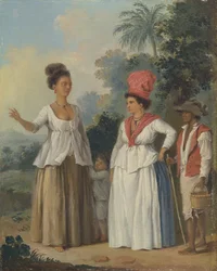 West Indian Women of Color with a Child and Black Servant
