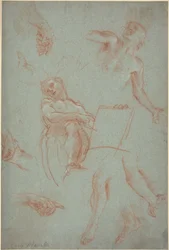 Sheet of Studies with Figures, Hands, and Feet