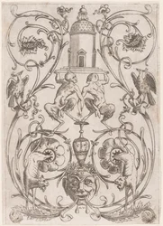 Grotesque Ornament with Satyrs, from a set of twenty ornament panels