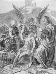 The Body of Christ Supported by Three Angels