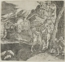 Shepherds and Satyr in a Landscape