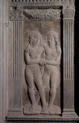 Gemini Represented by the Twins, from a Series of Reliefs Depicting the Planetary Symbols and Signs of the Zodiac, c.1450