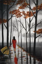 Autumn Path Red Dress