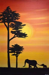 Elephant Family Sunset